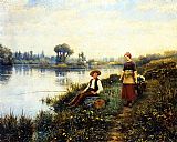 Daniel Ridgway Knight A Passing Conversation painting